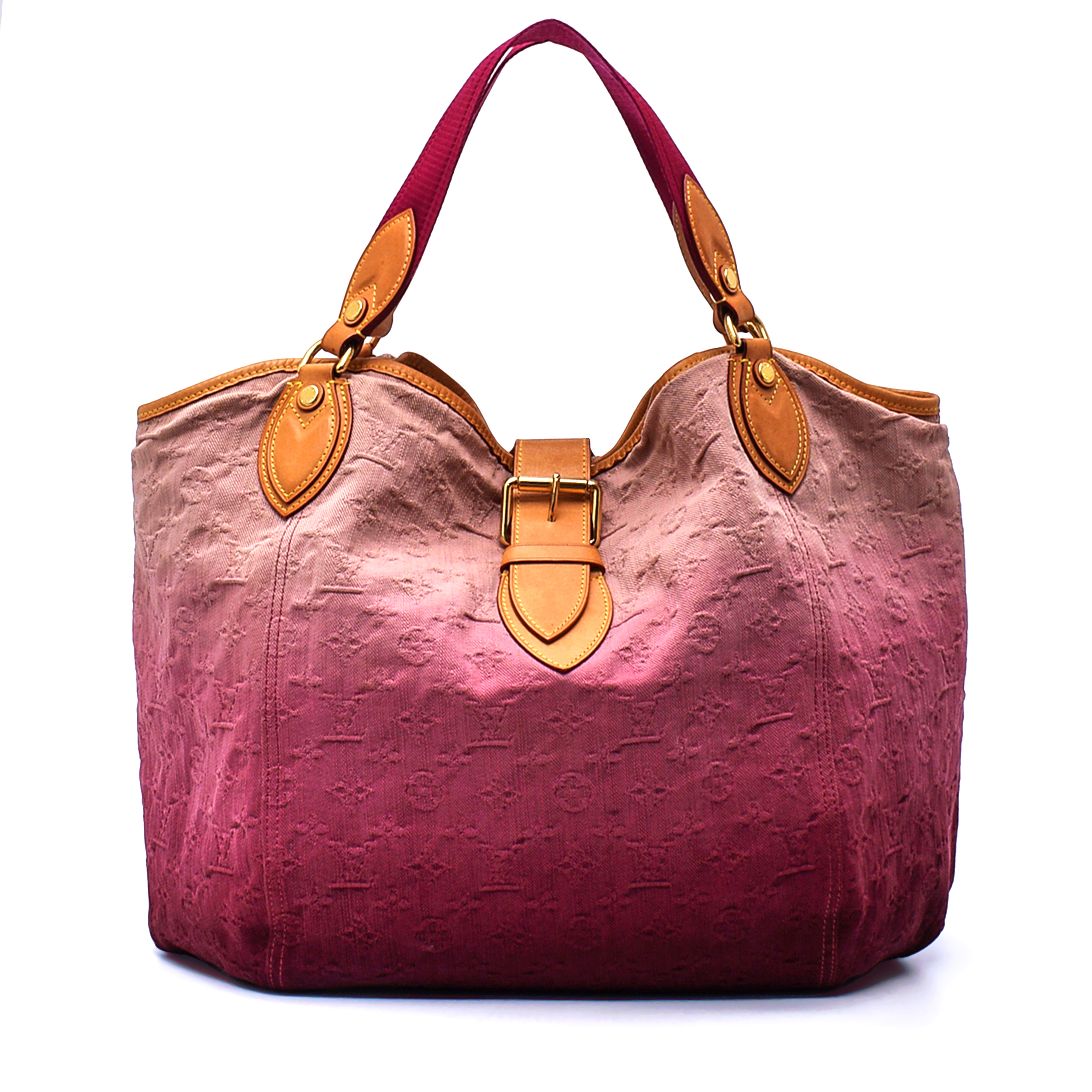 Louis Vuitton - Pink and Beige Gradient Monogram Denim Limited Edition Sunbeam Hobo Bag